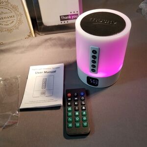 Alarm Clock Bluetooth Speaker, Night Light White Noise Machine Touch Bedside